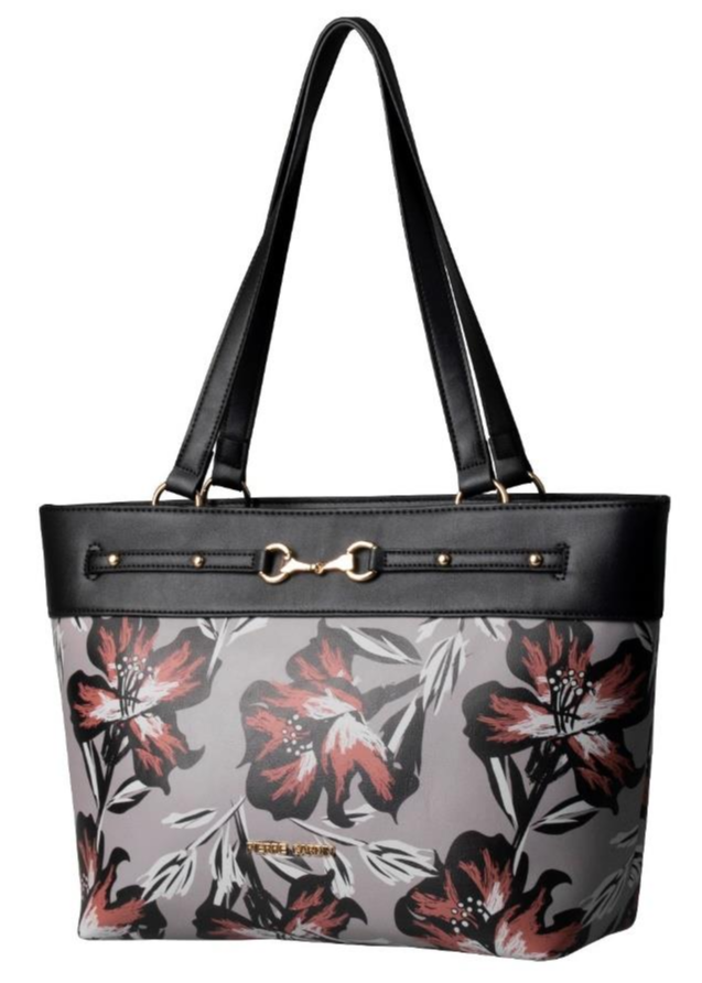 Pierre Cardin Kelly Floral Tote Handbag | Grey Brown - KaryKase