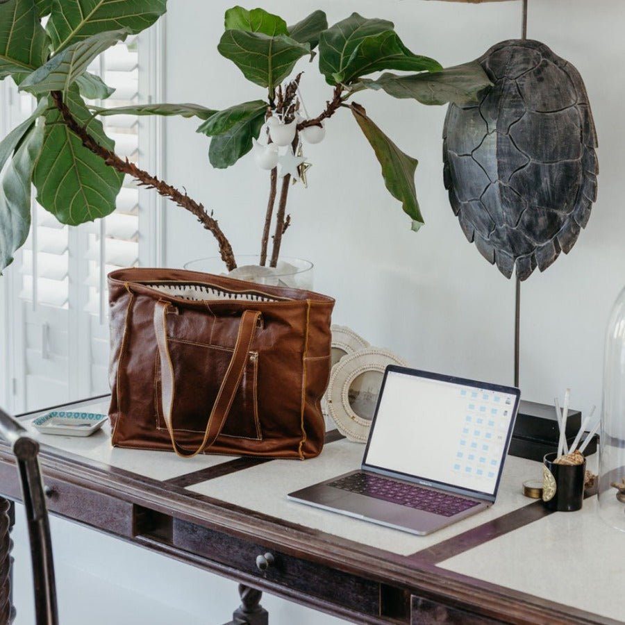Thandana Leather Laptop Tote Handbag