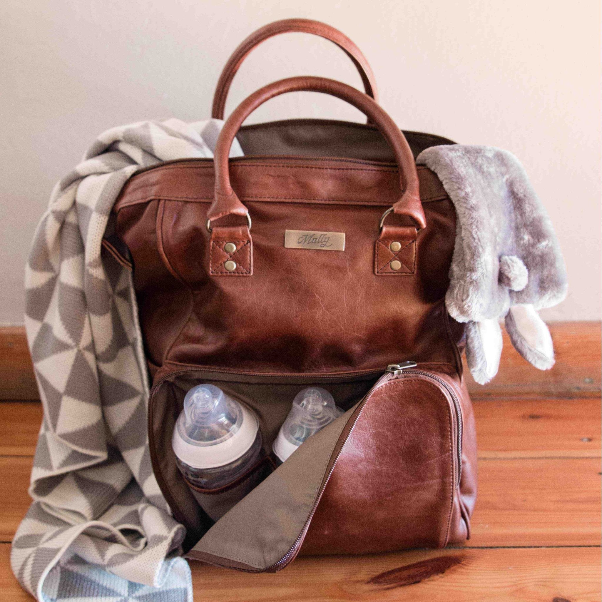 Mally Bambino Leather Baby Backpack | Brown - KaryKase