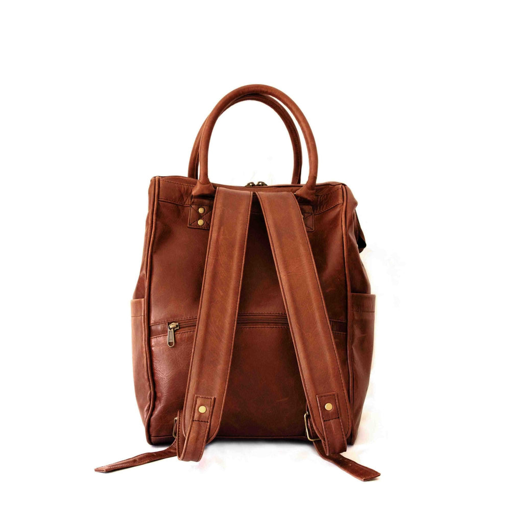 Mally Bambino Leather Baby Backpack | Brown - KaryKase