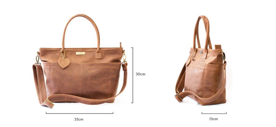 Mally Beula Leather Baby Bag | Toffee - KaryKase