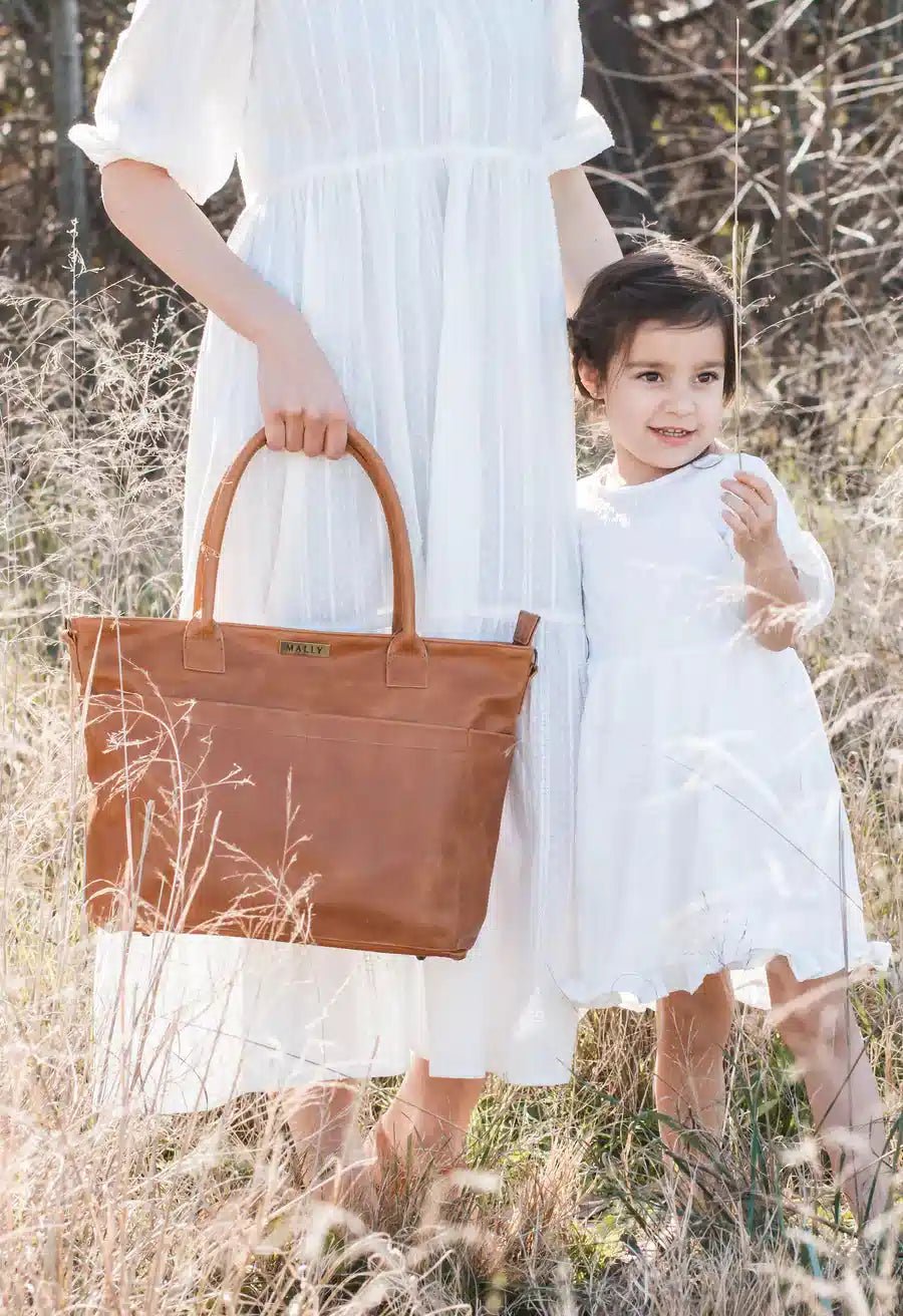 Mally Beula Leather Baby Bag | Toffee - KaryKase