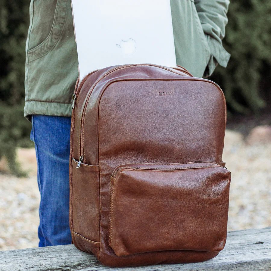 Mally Hunter Leather Laptop Backpack | Brown - KaryKase