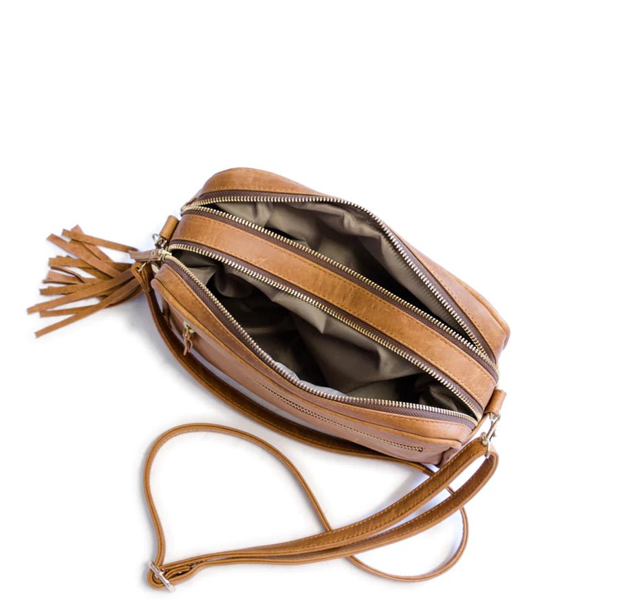 Mally Suzie Leather Sling Bag | Toffee - KaryKase