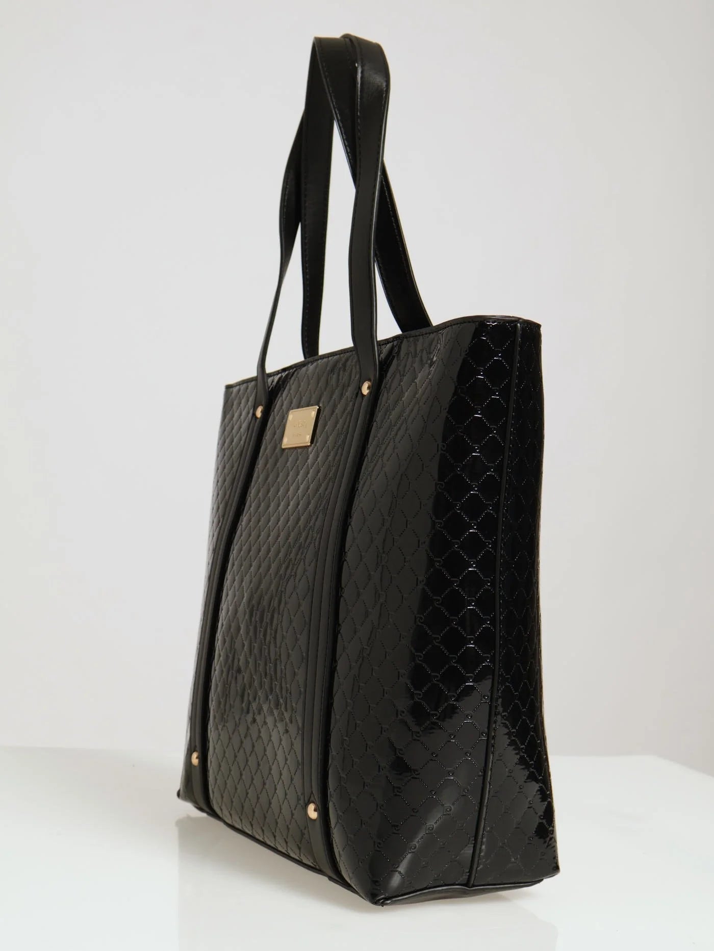 Pierre Cardin Alexa Embossed Patent Tote | Black - KaryKase