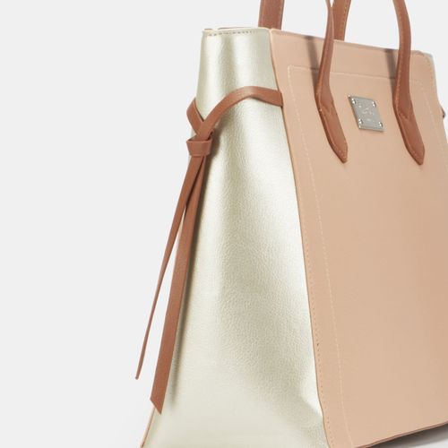 PIERRE CARDIN CHARLIE COLOURBLOCK TOTE | NEUTRAL METALLIC - KaryKase