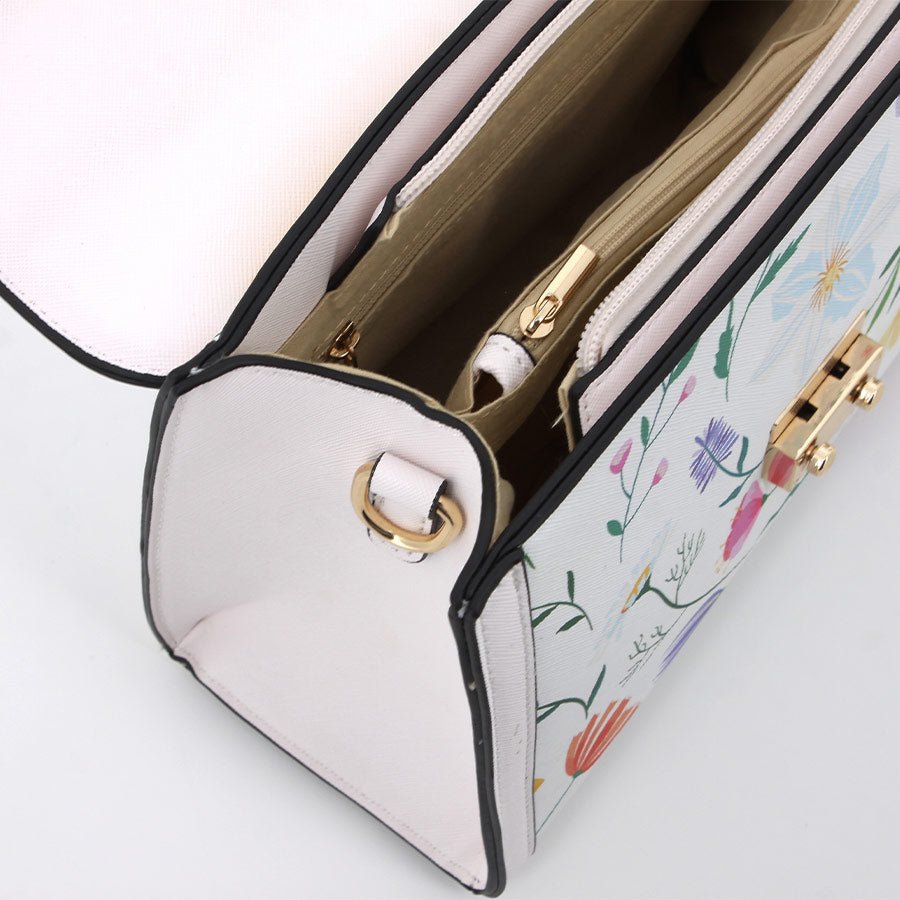 Pierre Cardin Christie Top Handle Handbag | White Floral - KaryKase