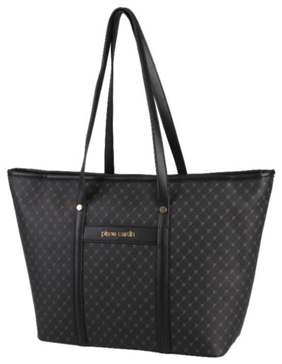 Pierre Cardin Guliana Core Logo Tote Handbag | Black Grey - KaryKase