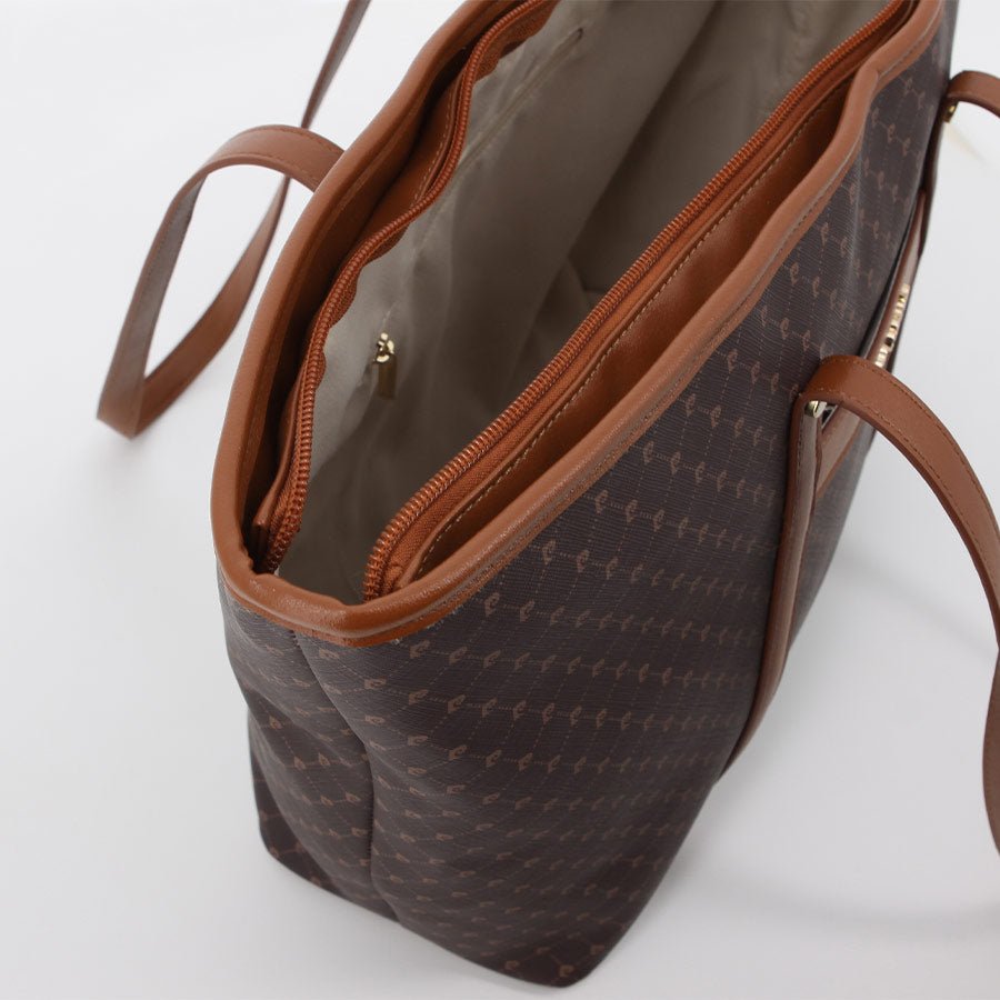 Pierre Cardin Guliana Core Logo Tote Handbag | Brown Tan - KaryKase