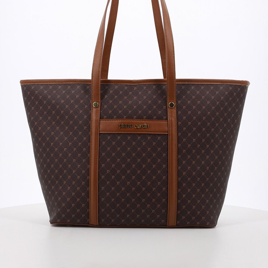 Pierre Cardin Guliana Core Logo Tote Handbag | Brown Tan - KaryKase