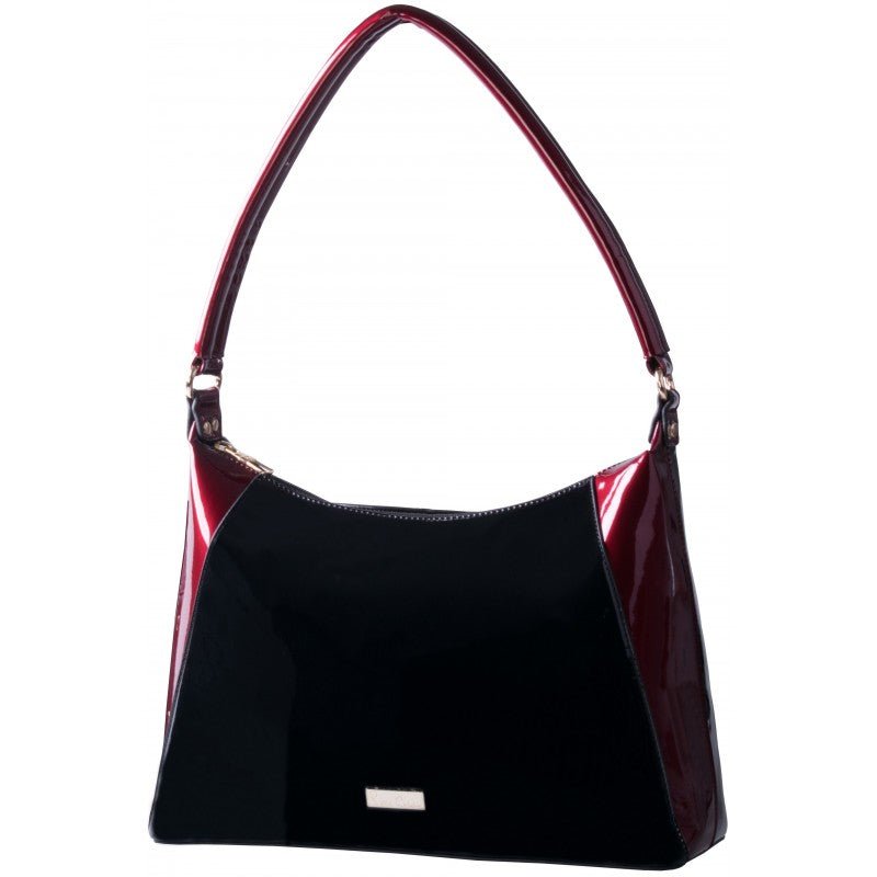 Pierre Cardin Tammy Patent Hobo | Black/Burgundy - KaryKase