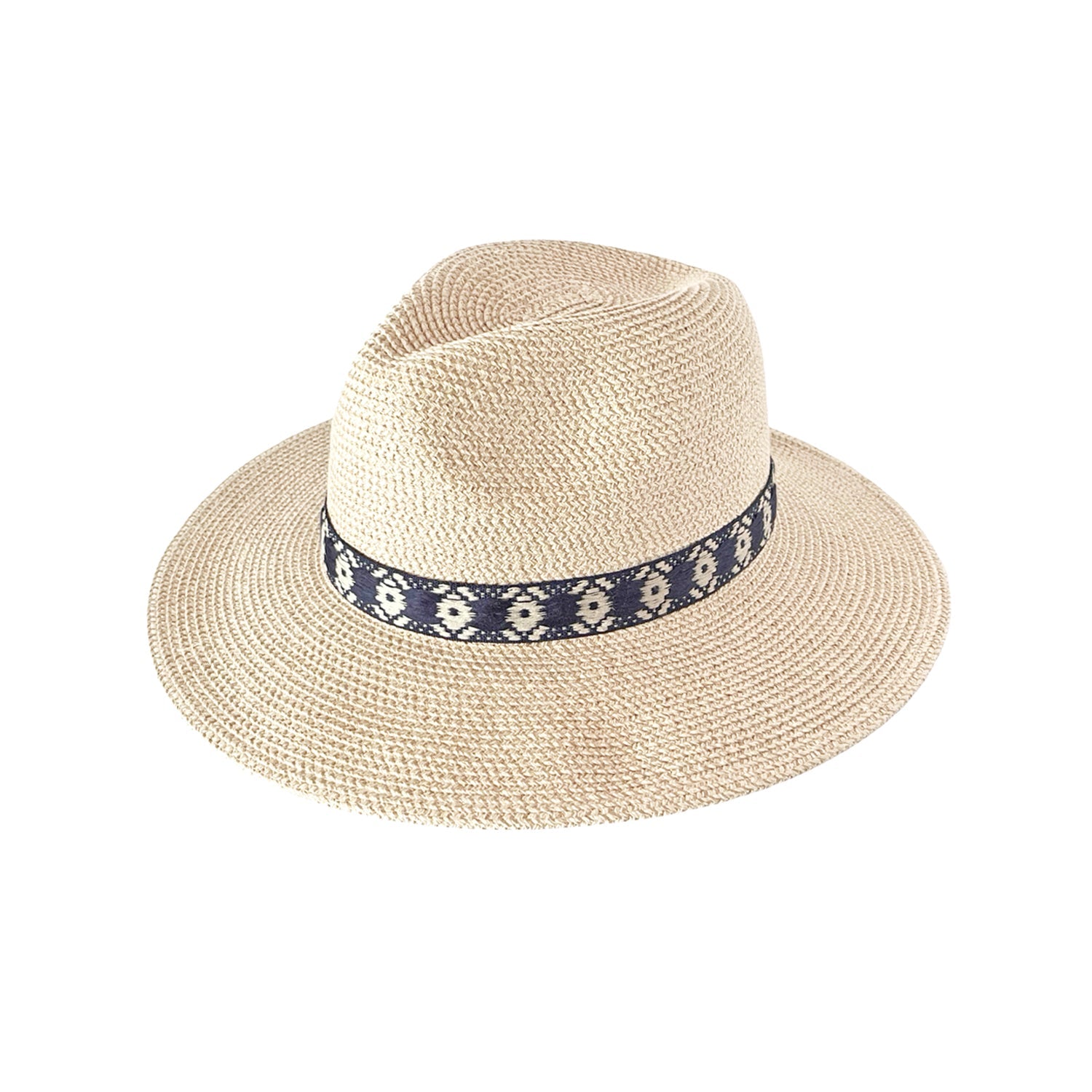 360FIVE Everyday Spice Route Fedora Sun Hat - Ivory/Navy