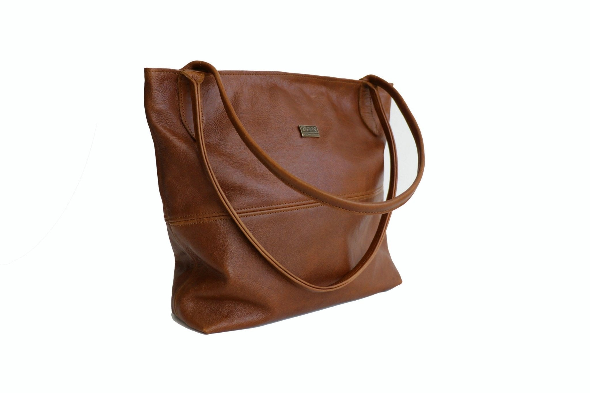 Tan Leather Goods - Ashley Leather Handbag | Pecan - KaryKase