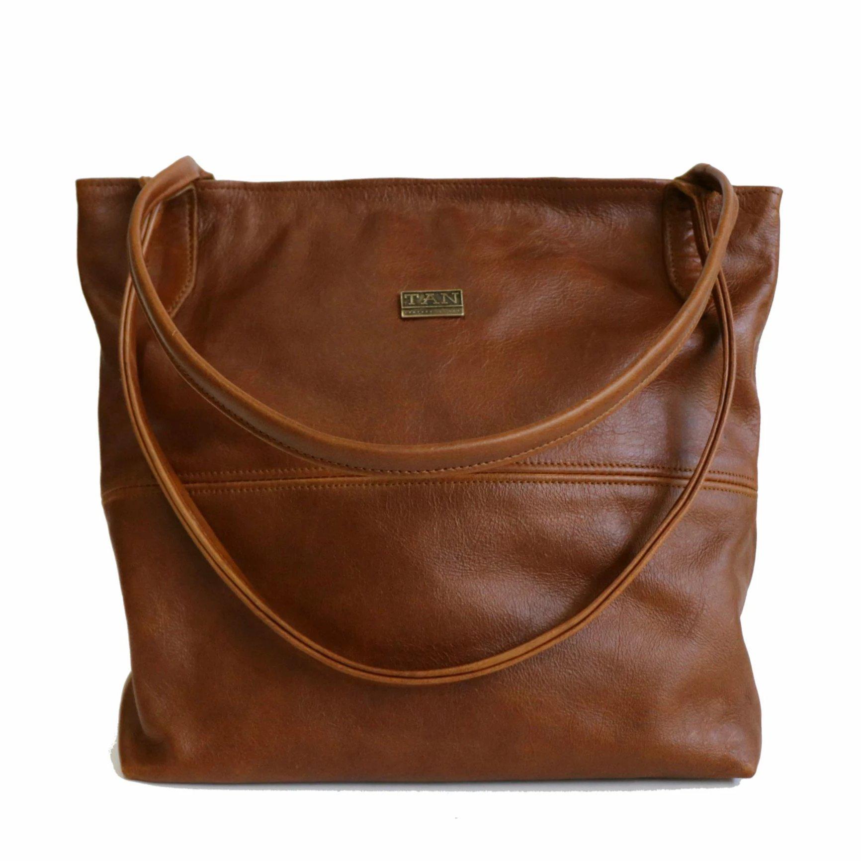 Tan Leather Goods - Ashley Leather Handbag | Pecan - KaryKase