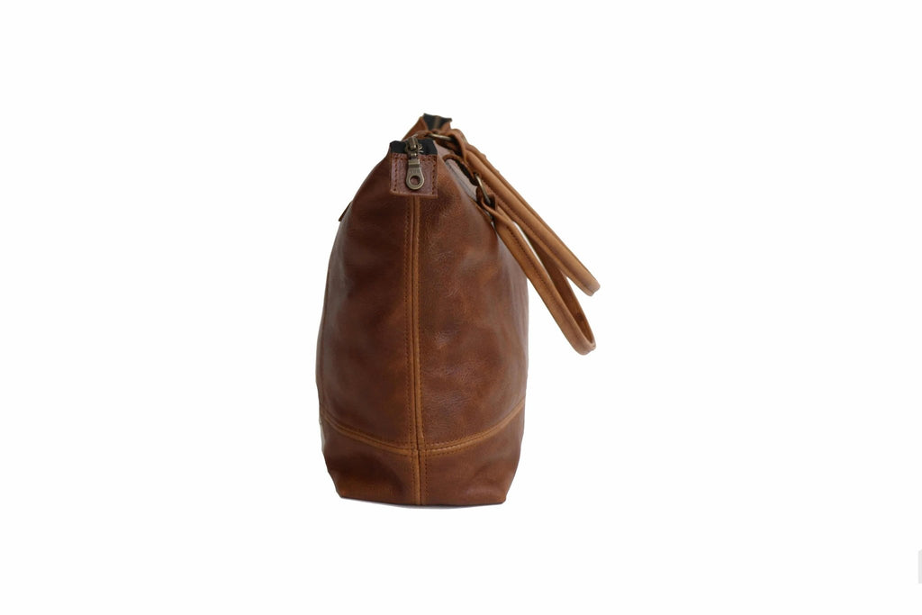 Tan Leather Goods - Daisy Leather Handbag | Pecan - KaryKase