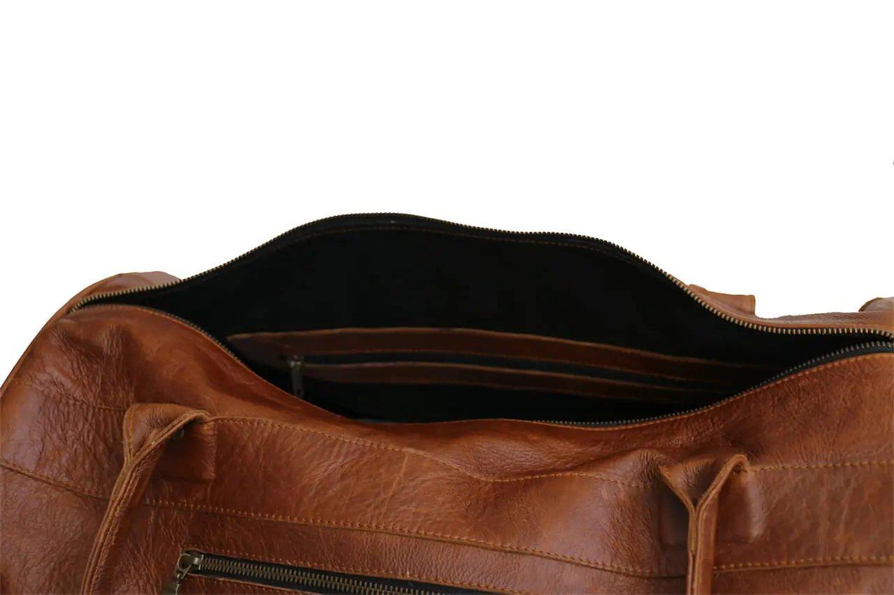 Tan Leather Goods - Jackson Leather Duffel Bag | Pecan - KaryKase