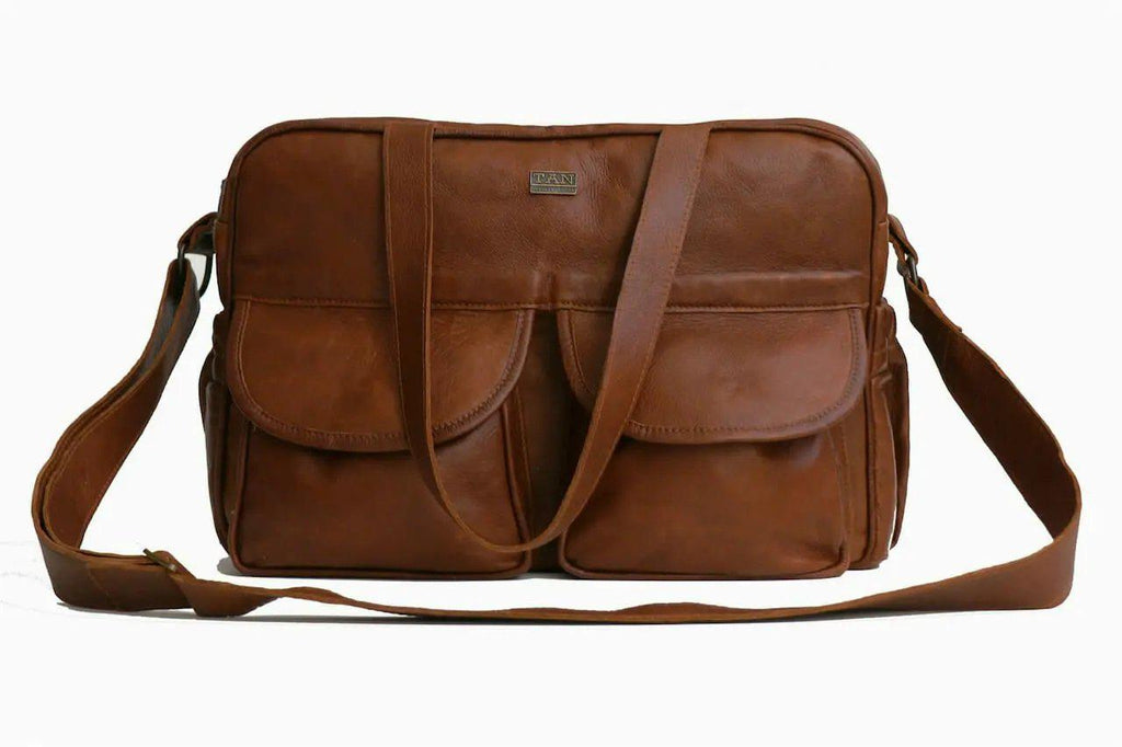 Tan Leather Goods - Joanie Leather Nappy Bag | Pecan - KaryKase