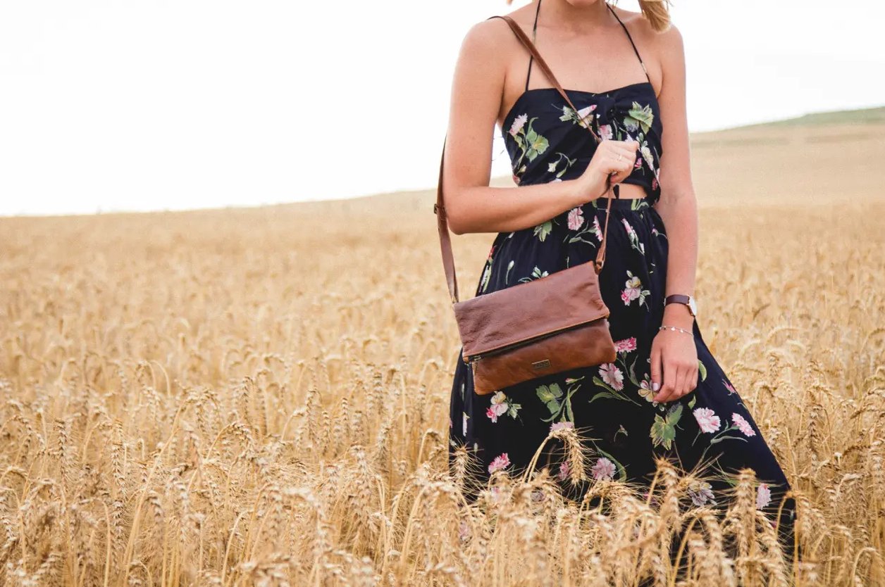 Tan Leather Goods - Nina Leather Sling Bag | Pecan - KaryKase