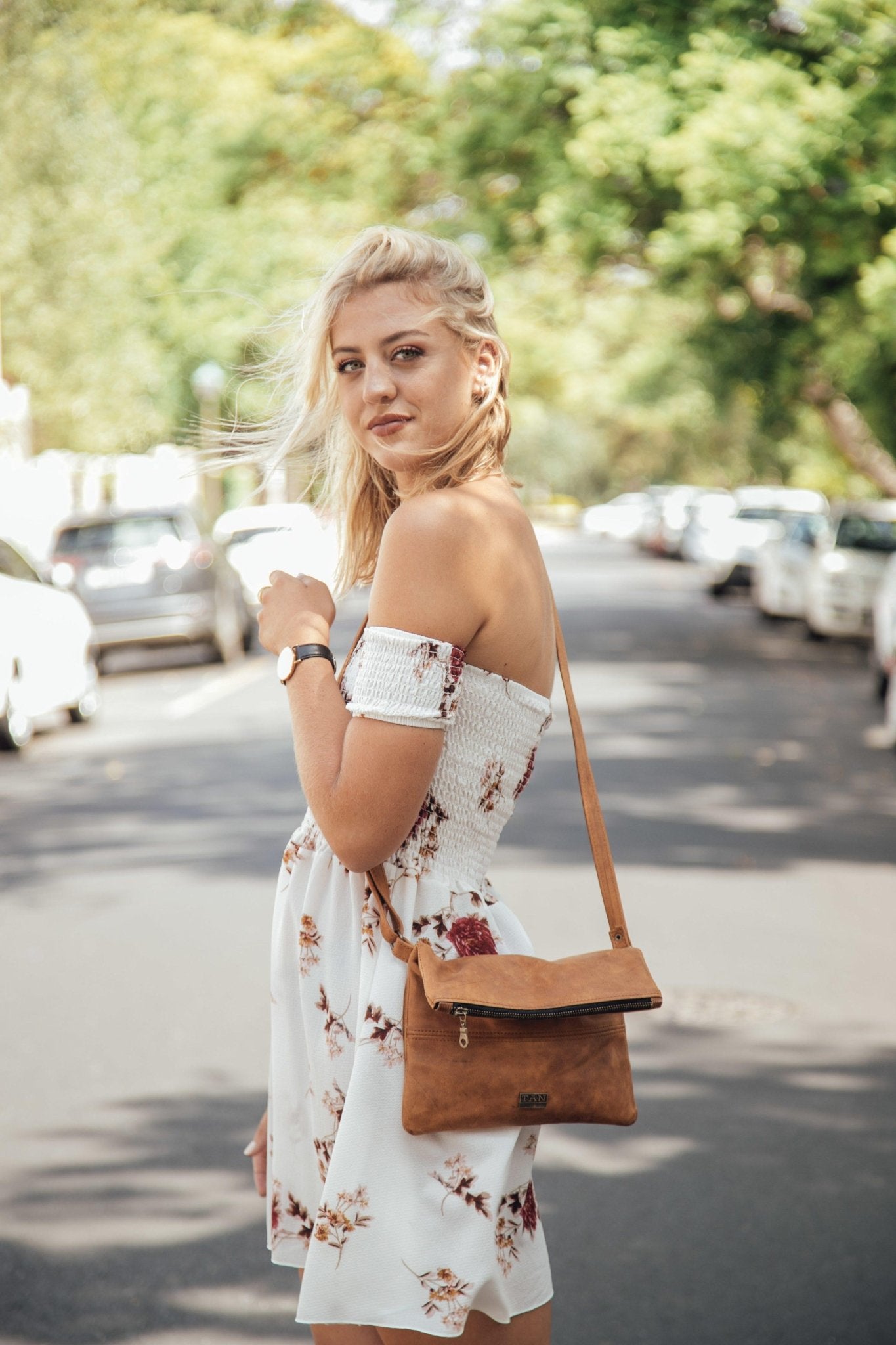 Tan Leather Goods - Nina Leather Sling Bag | Toffee - KaryKase