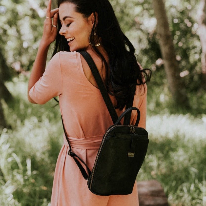 Tan Leather Goods - Olivia Leather Backpack | Black - KaryKase