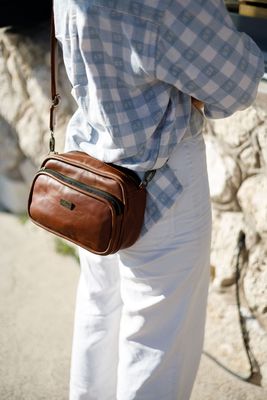 Tan Leather Goods Ronnie Man Bag - KaryKase