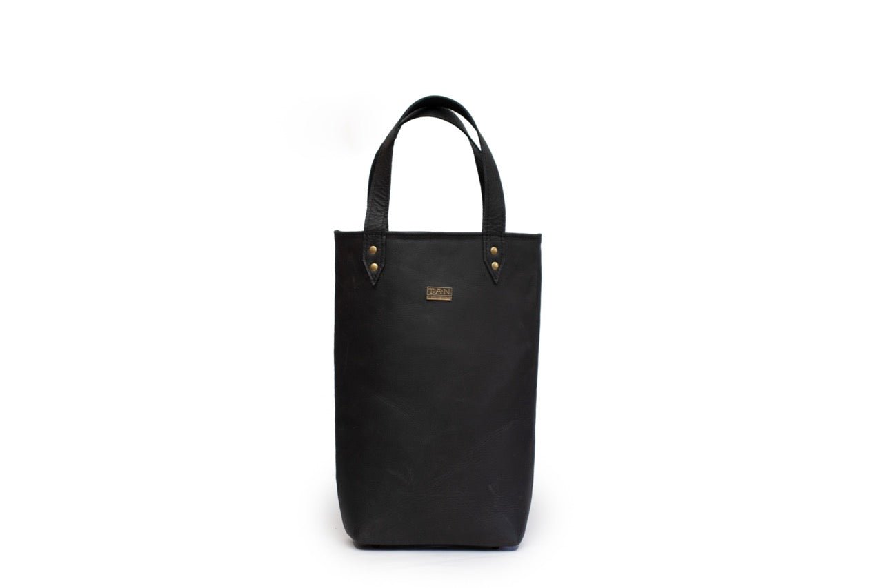 Tan Leather Goods - Vinot Wine Bag | Black - KaryKase