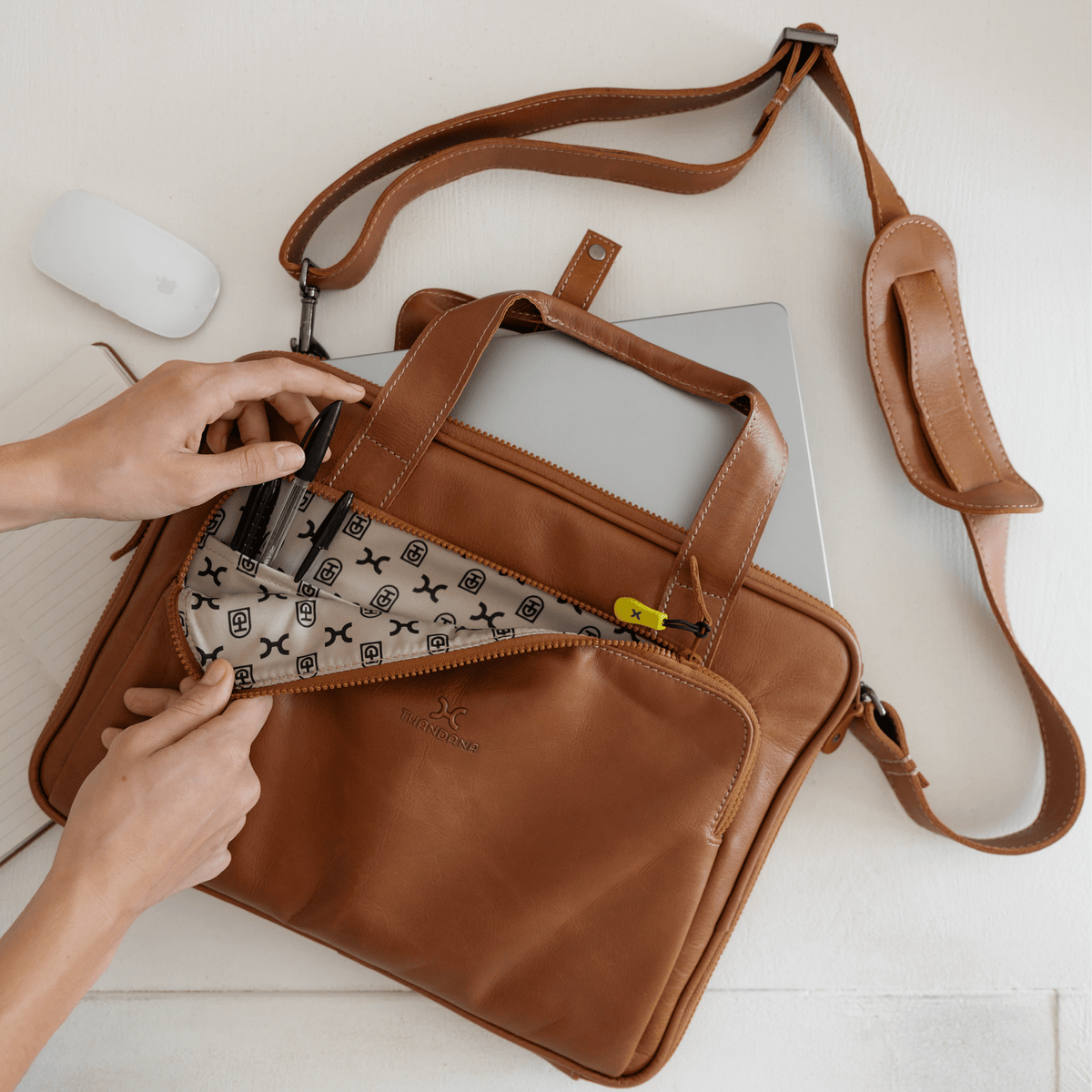 Thandana 15" Slimline Leather Laptop Bag - KaryKase
