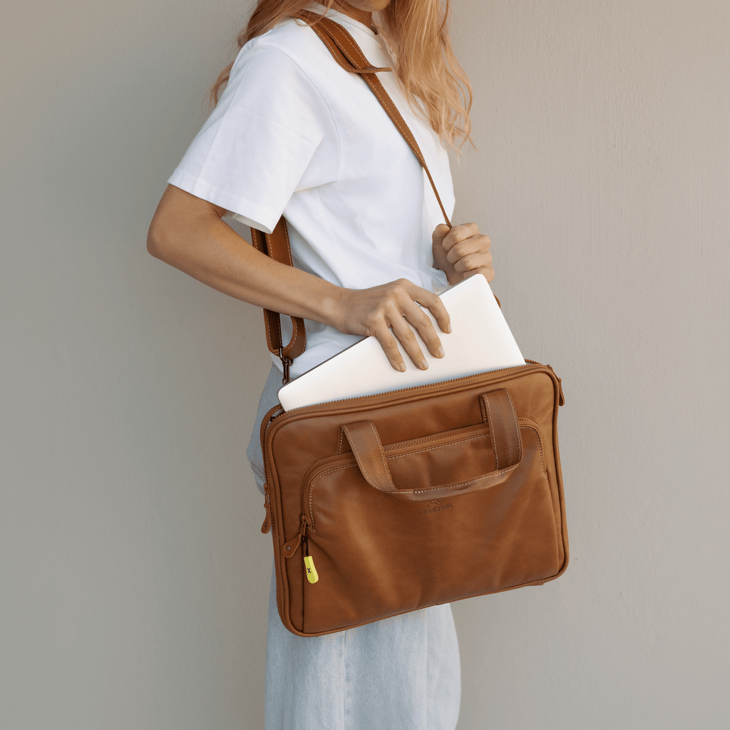 Thandana 15" Slimline Leather Laptop Bag - KaryKase