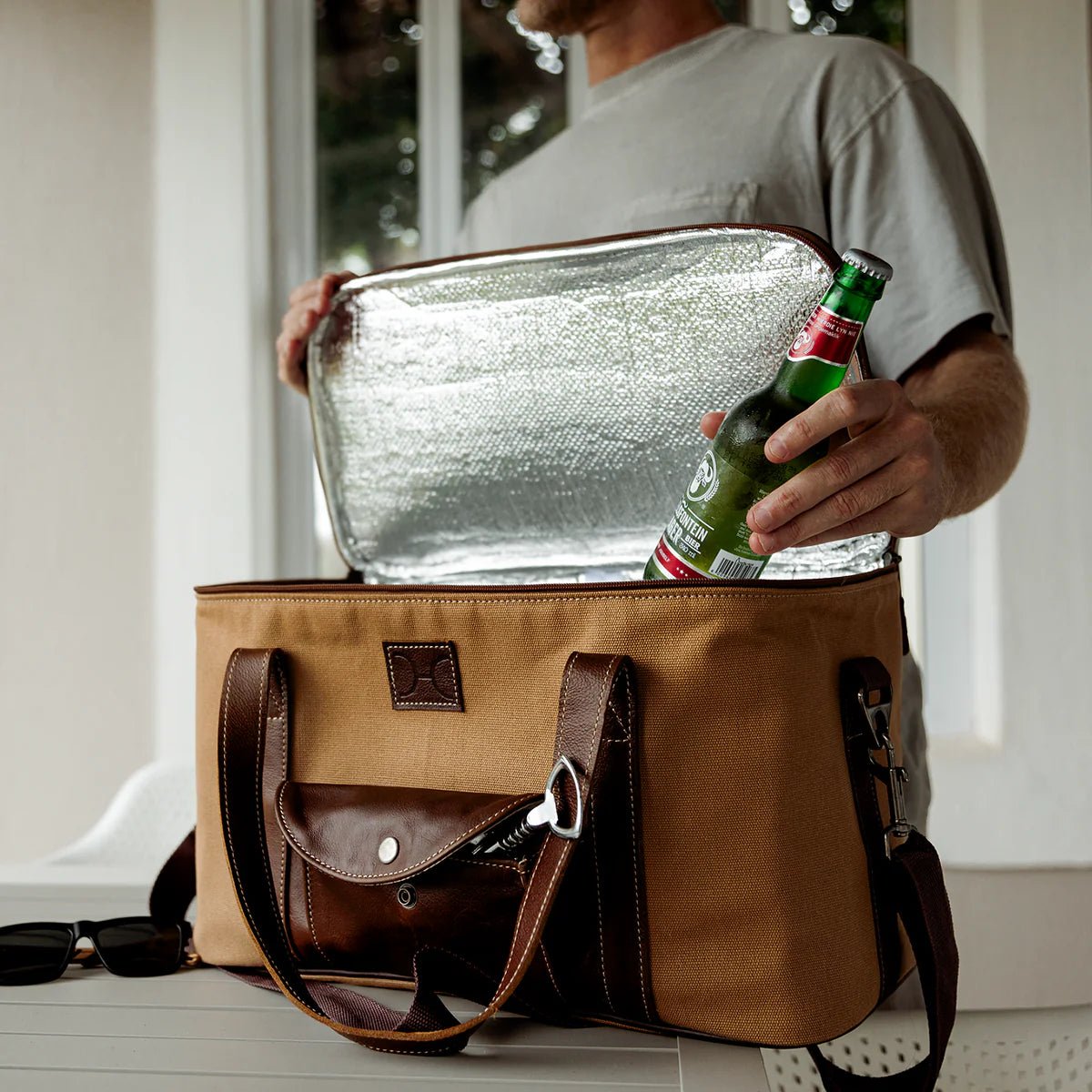 Thandana Canvas & Leather Caddy Cooler Bag - KaryKase