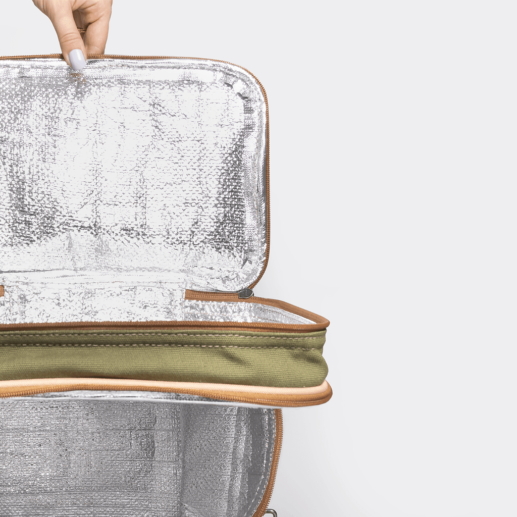 Thandana Canvas & Leather Double Decker Cooler Bag - KaryKase