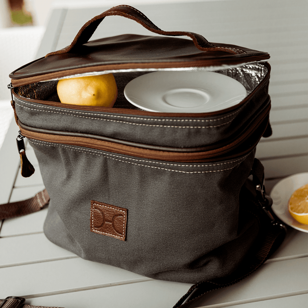 Thandana Canvas & Leather Double Decker Cooler Bag - KaryKase