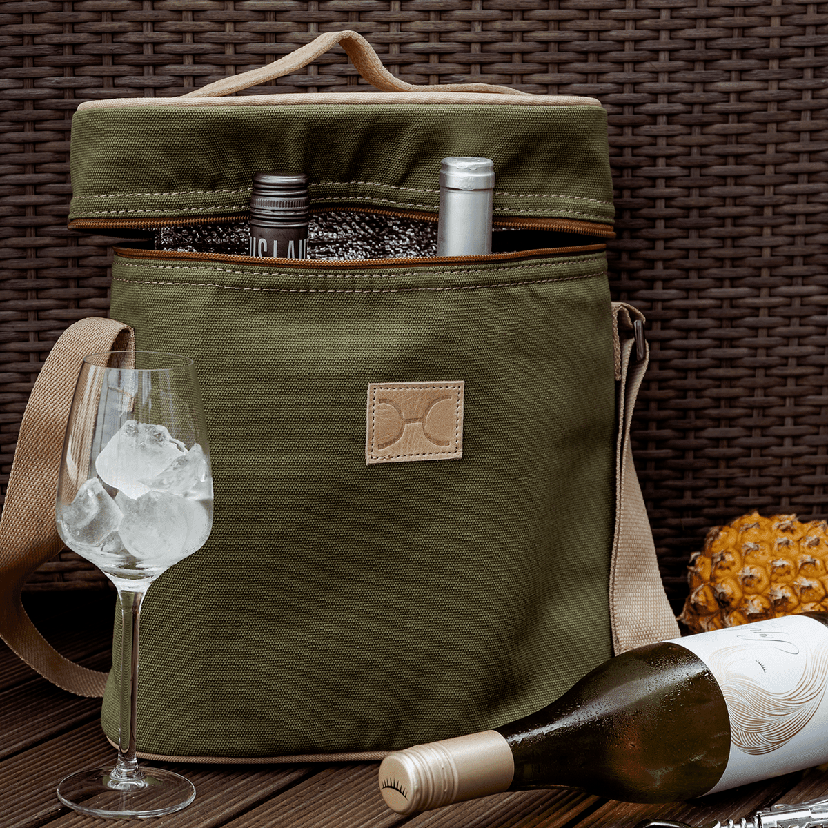 Thandana Canvas & Leather Jumbo Carry Wine Cooler - KaryKase
