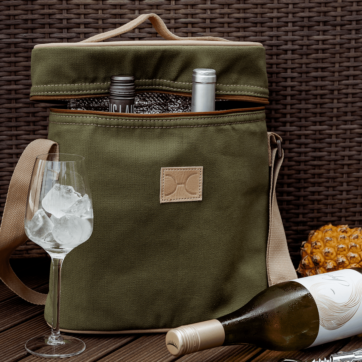 Thandana Canvas & Leather Jumbo Carry Wine Cooler - KaryKase
