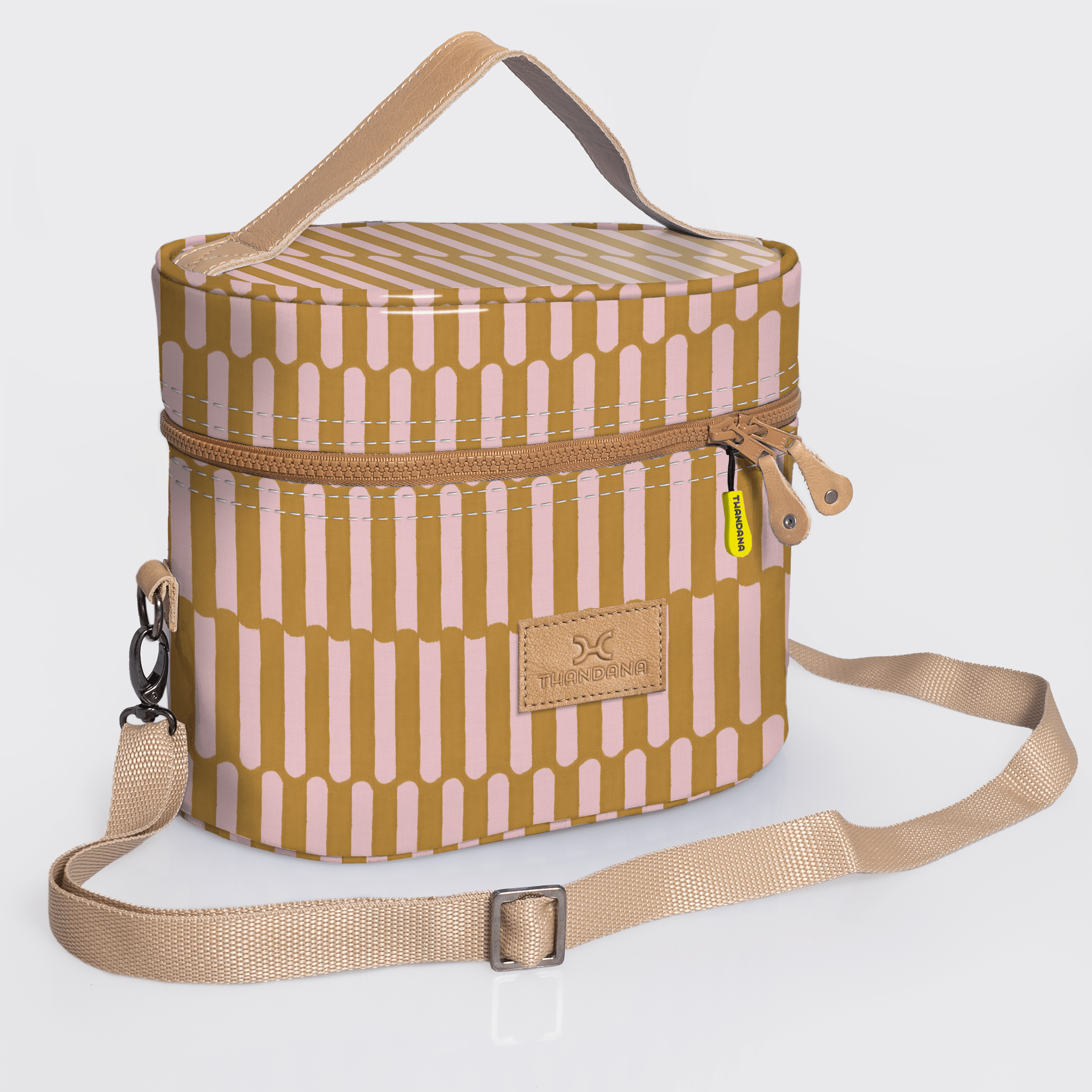 Thandana Laminated Fabric Bougie Vanity Bag | Beige - KaryKase