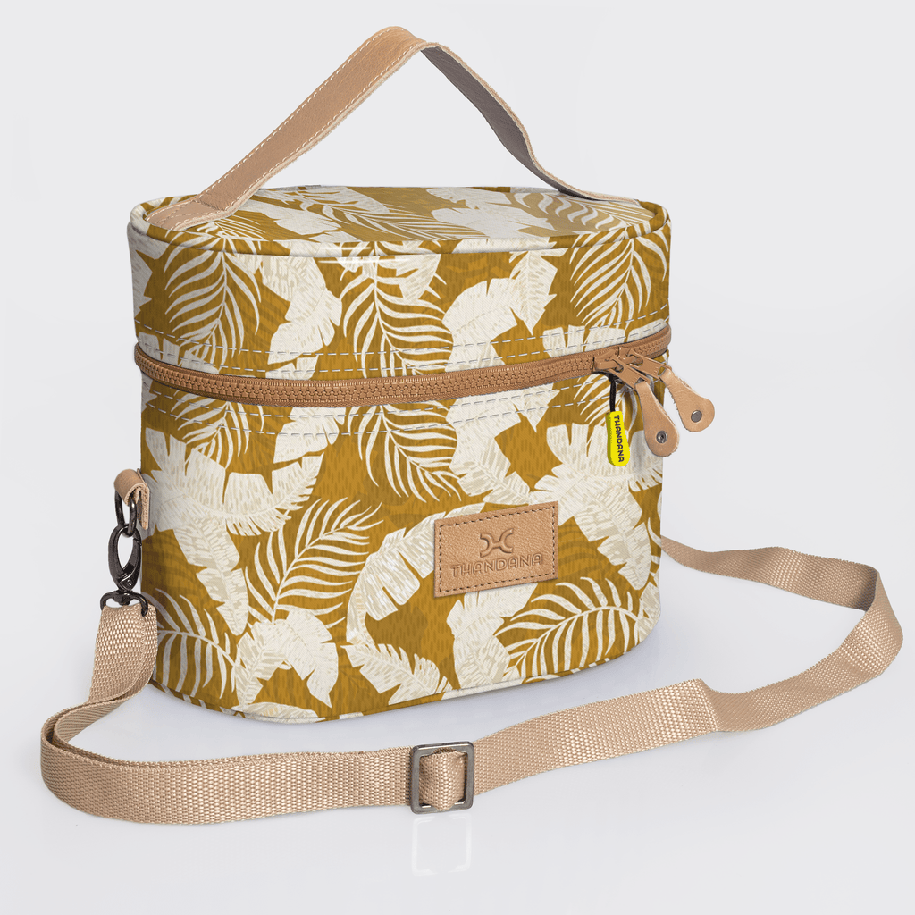 Thandana Laminated Fabric Bougie Vanity Bag | Beige - KaryKase