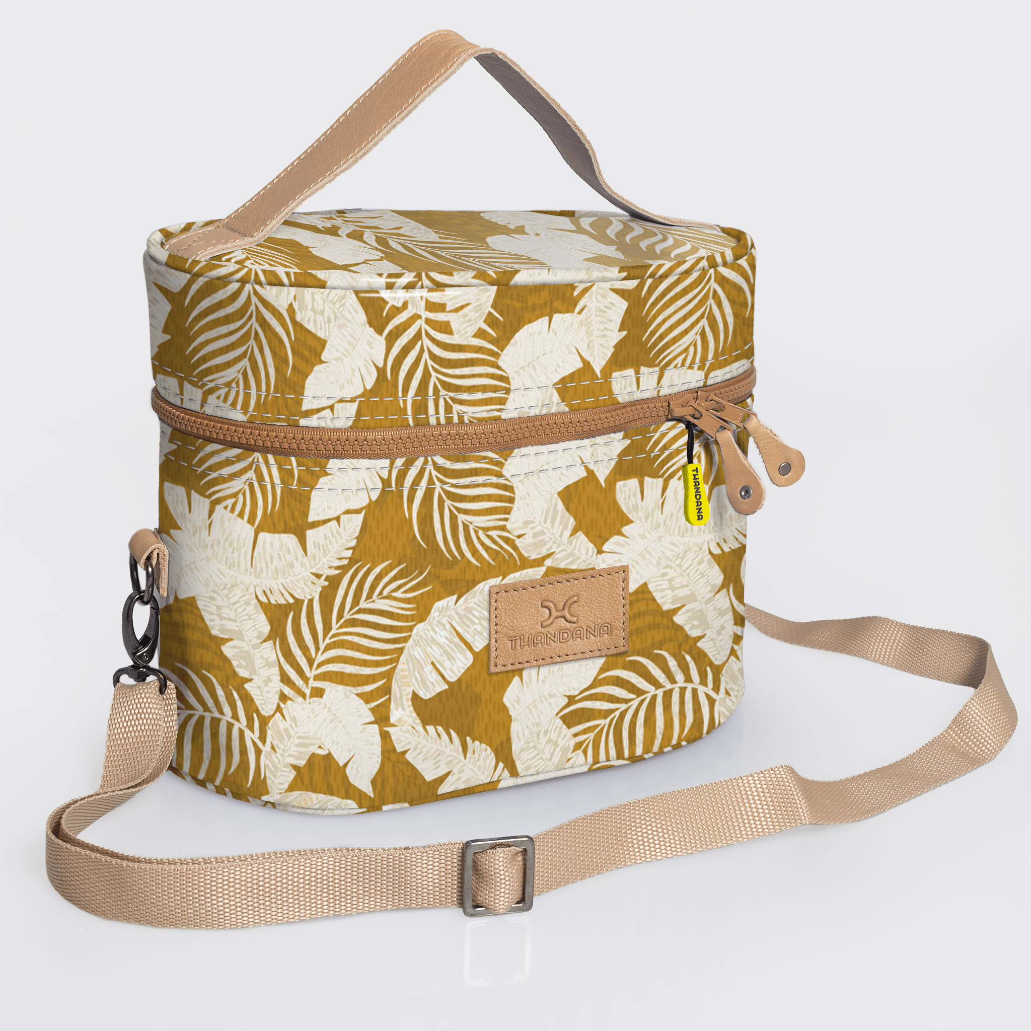 Thandana Laminated Fabric Bougie Vanity Bag | Beige - KaryKase