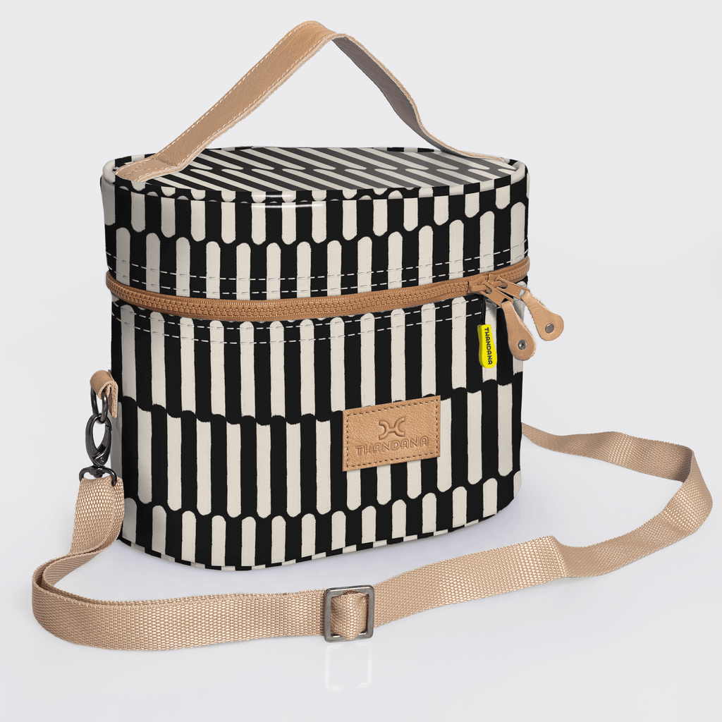 Thandana Laminated Fabric Bougie Vanity Bag | Beige - KaryKase