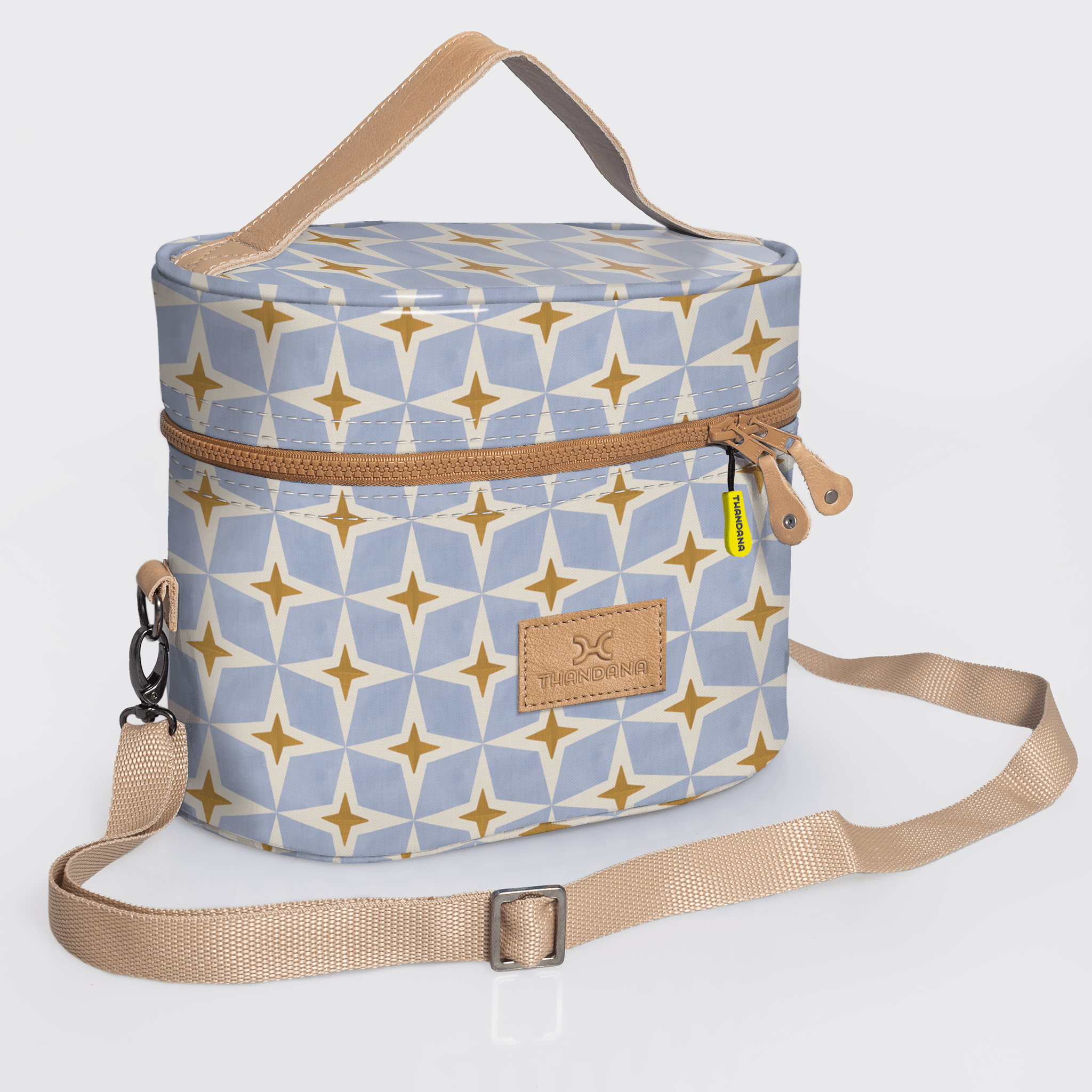 Thandana Laminated Fabric Bougie Vanity Bag | Beige - KaryKase