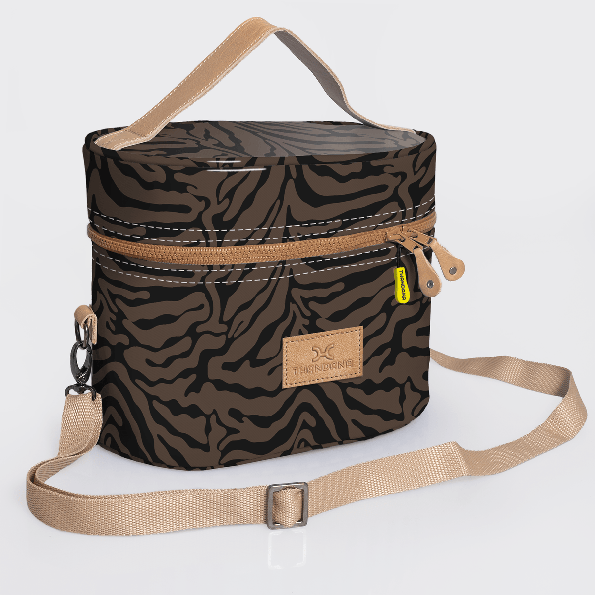 Thandana Laminated Fabric Bougie Vanity Bag | Beige - KaryKase