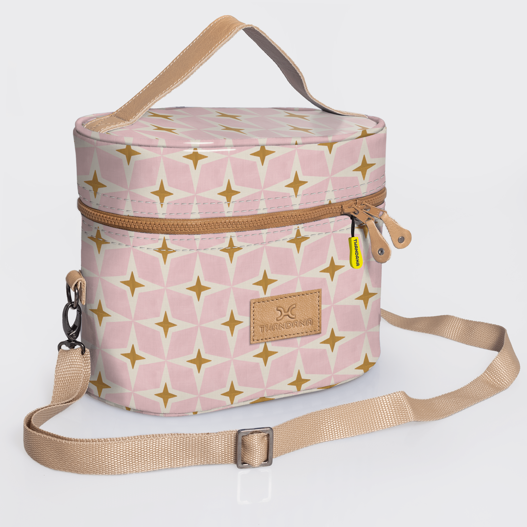 Thandana Laminated Fabric Bougie Vanity Bag | Beige - KaryKase