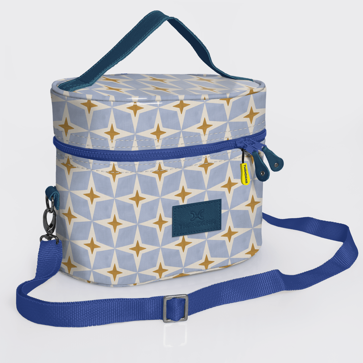 Thandana Laminated Fabric Bougie Vanity Bag | Blue - KaryKase