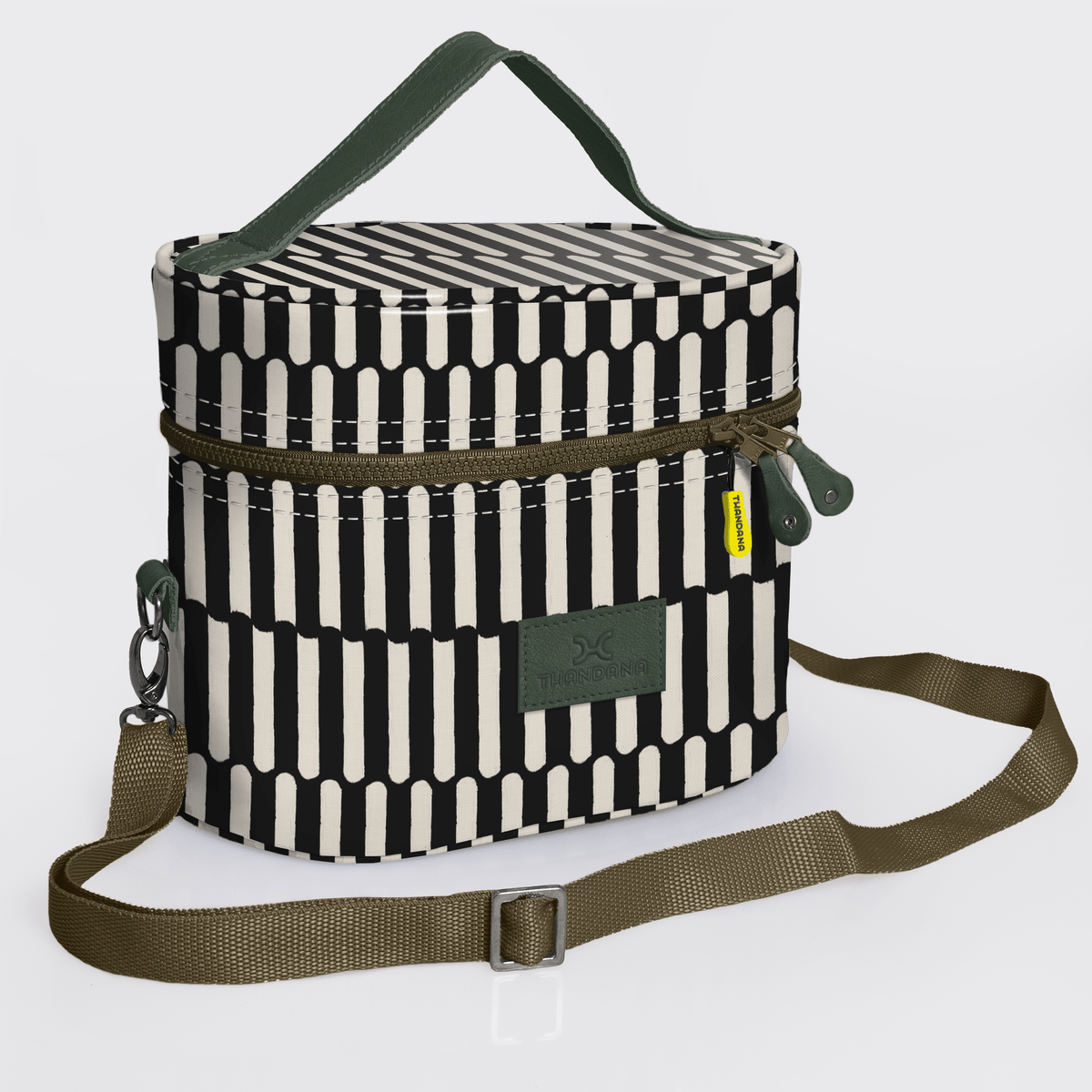 Thandana Laminated Fabric Bougie Vanity Bag | Olive - KaryKase