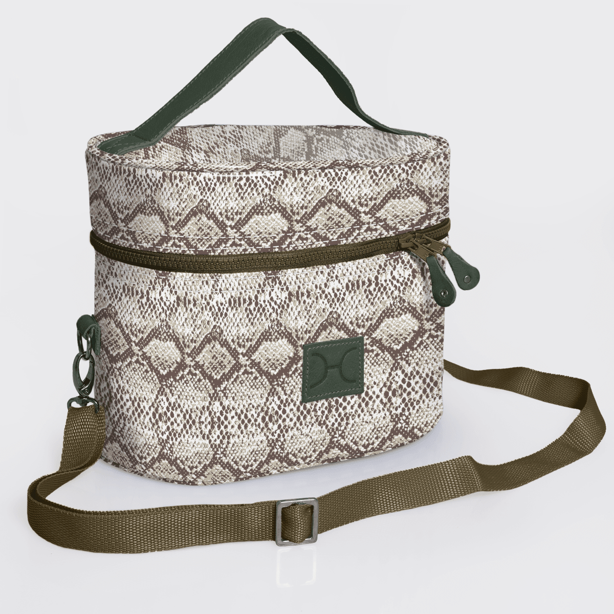 Thandana Laminated Fabric Bougie Vanity Bag | Olive - KaryKase