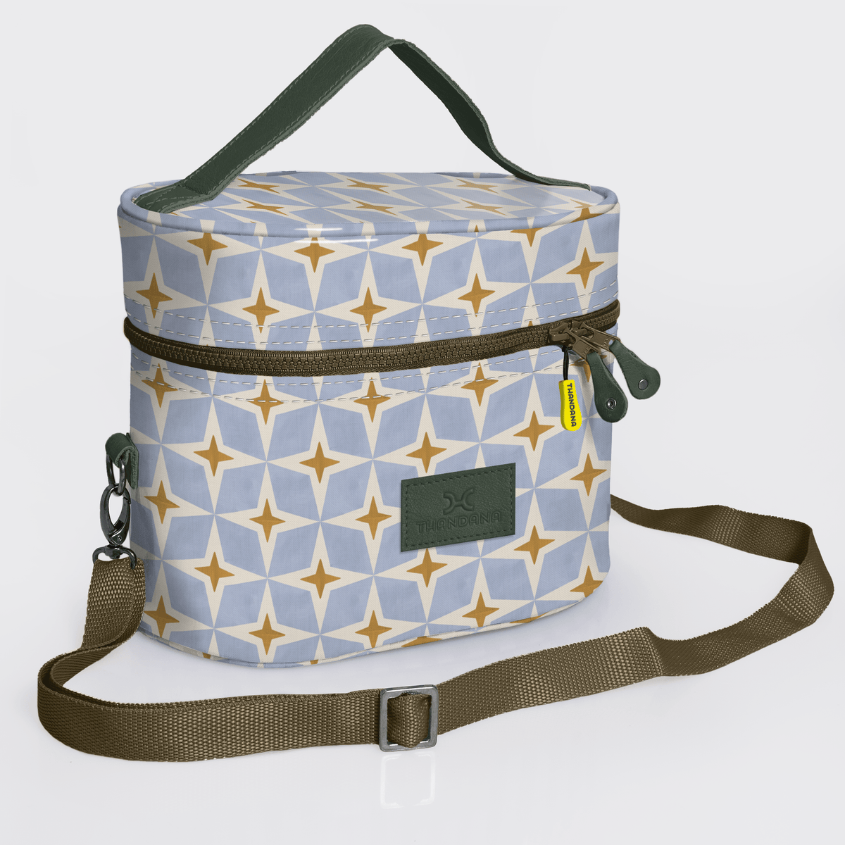 Thandana Laminated Fabric Bougie Vanity Bag | Olive - KaryKase