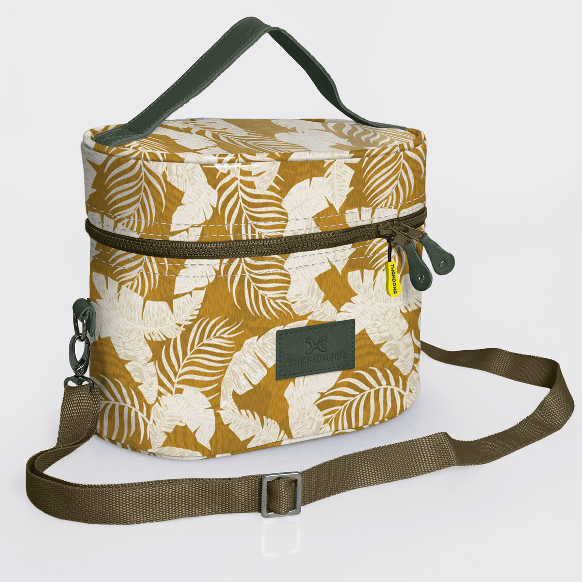 Thandana Laminated Fabric Bougie Vanity Bag | Olive - KaryKase