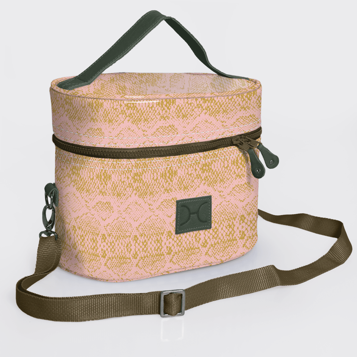 Thandana Laminated Fabric Bougie Vanity Bag | Olive - KaryKase