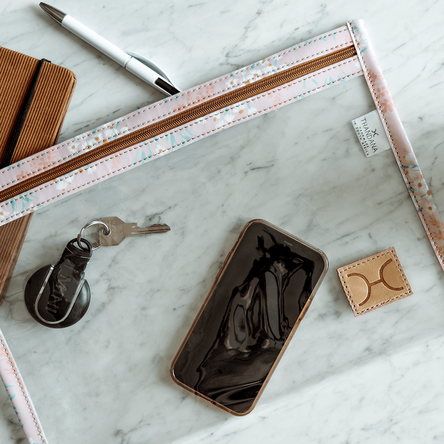 Thandana Laminated Fabric Clear Document Pouch - KaryKase