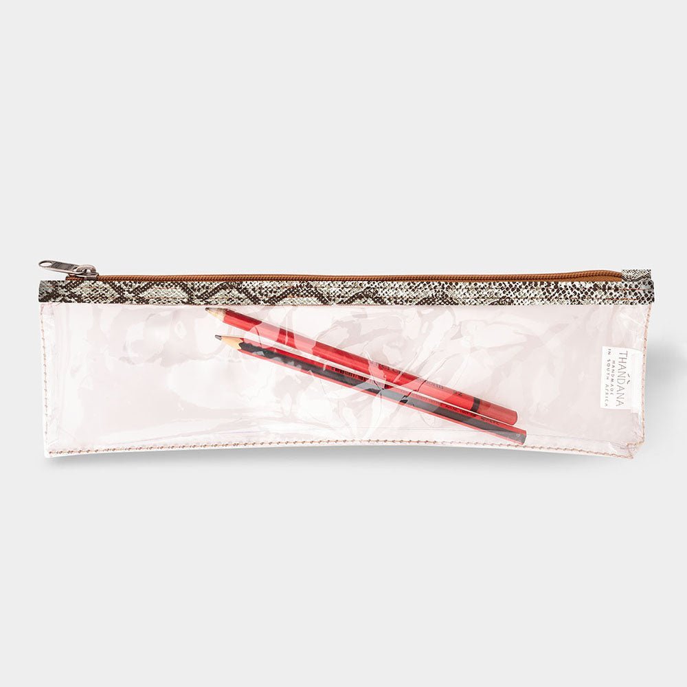 Thandana Laminated Fabric Clear Pencil Case - KaryKase