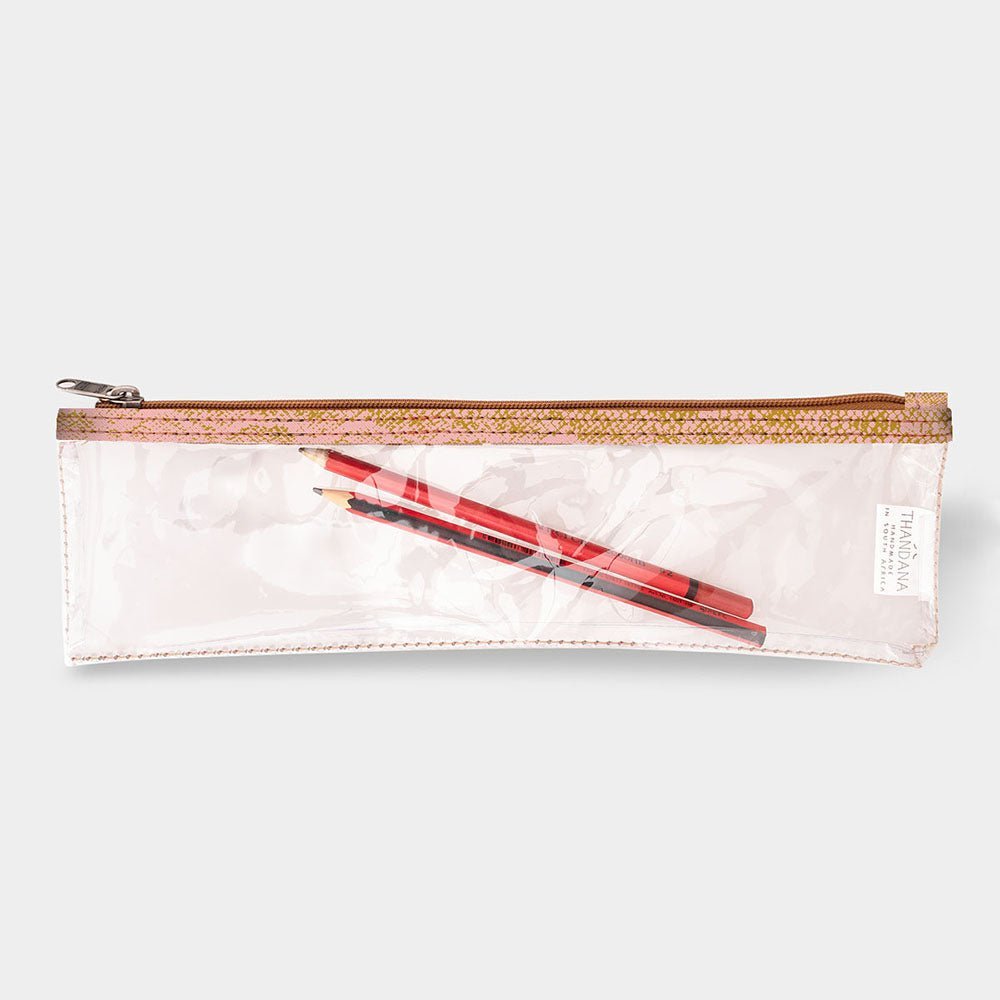 Thandana Laminated Fabric Clear Pencil Case - KaryKase