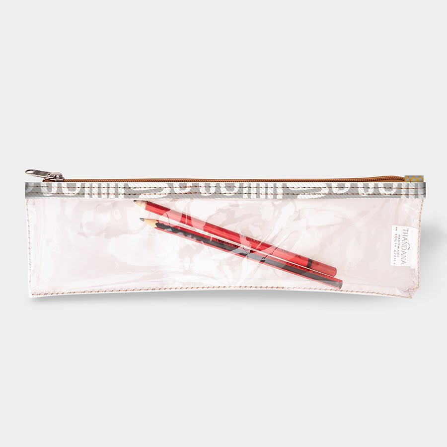 Thandana Laminated Fabric Clear Pencil Case - KaryKase